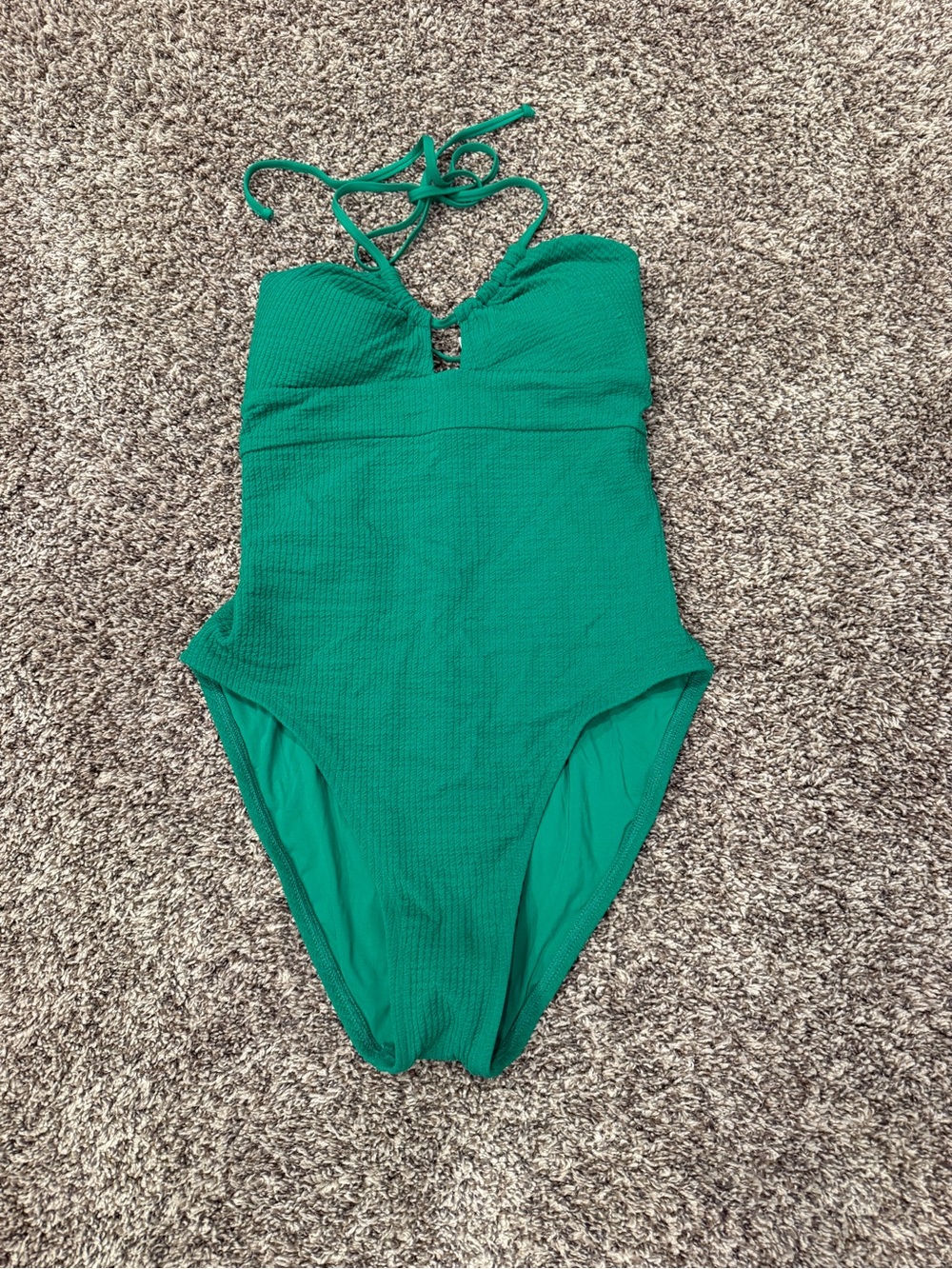 BECCA by Rebecca Virtue Green Textured One Piece Swimsuit NWT Large MSRP $138